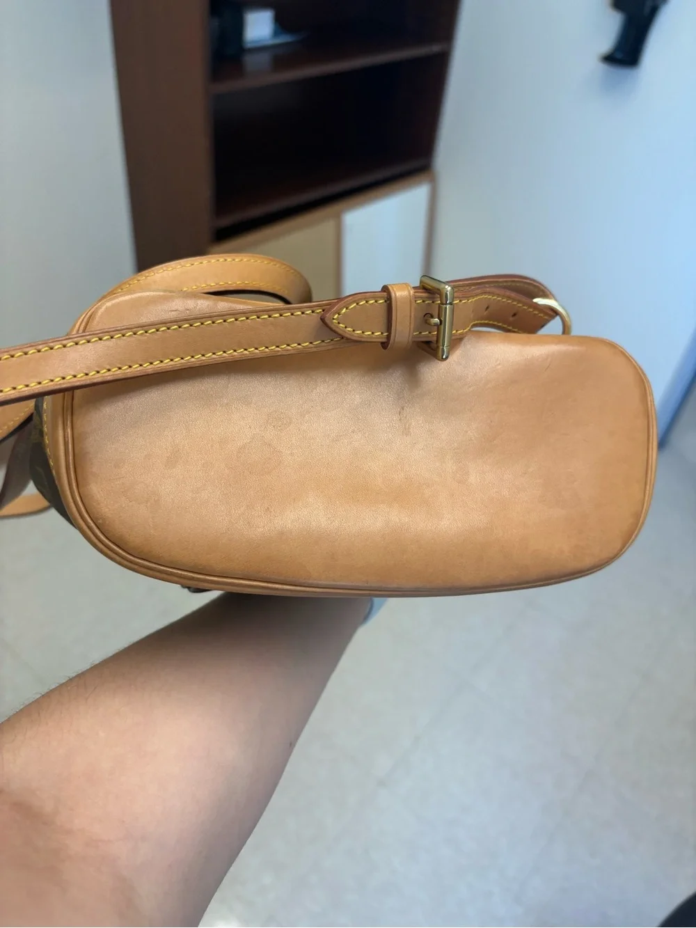 Louis Vuitton Brown Monogram Canvas Drawstring Backpack with Tan Trim
